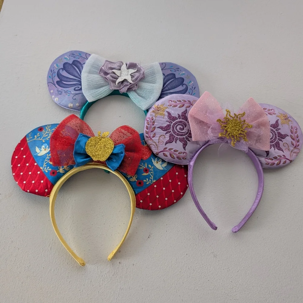 Disney Princess Minnie Mouse Ears Headband Lot Snow White Rapunzel Ariel Costume